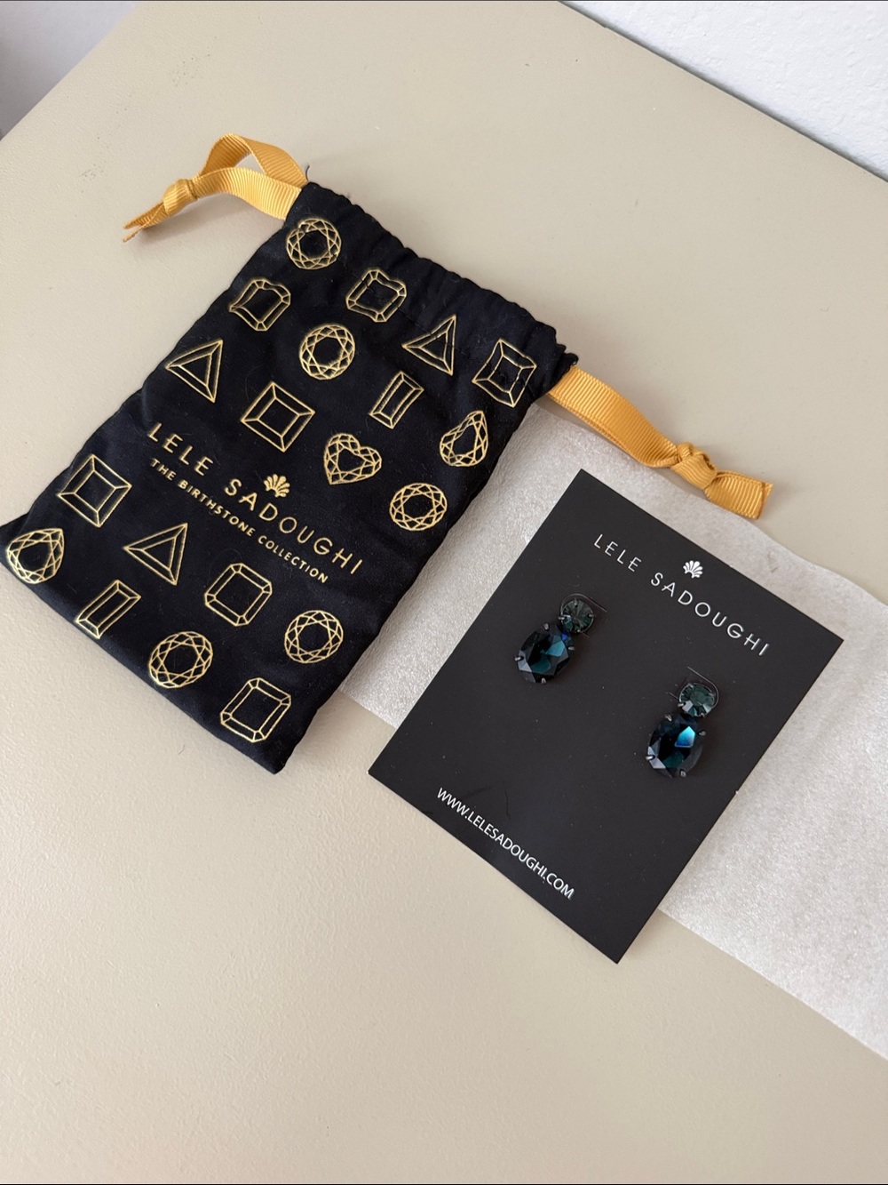 Lele Sadoughi Deep Teal Crystal Drop Earrings